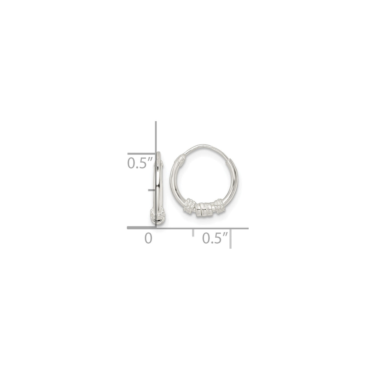 Sterling Silver Hoop Earrings with Rope and Bead Detail, Handcrafted Boho Style
