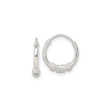 Sterling Silver Hoop Earrings with Rope and Bead Detail, Handcrafted Boho Style