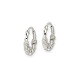 Sterling Silver Rope Knot Hoop Earrings, Nautical Inspired Textured Design for Women