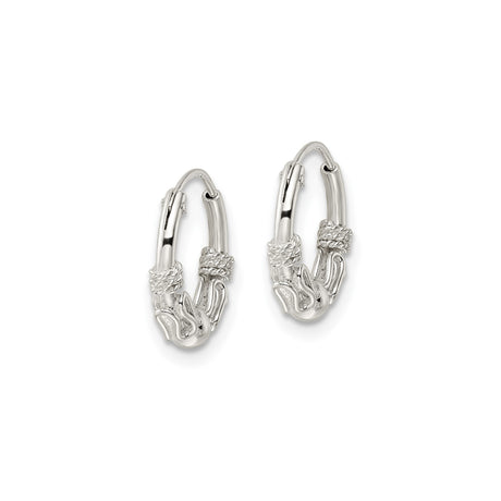 Sterling Silver Rope Knot Hoop Earrings, Nautical Inspired Textured Design for Women