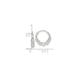Sterling Silver Rope Knot Hoop Earrings, Nautical Inspired Textured Design for Women