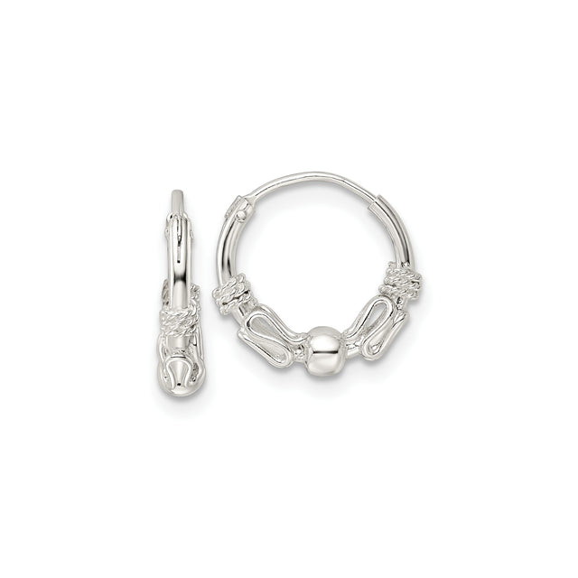 Sterling Silver Rope Knot Hoop Earrings, Nautical Inspired Textured Design for Women