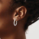 Sterling Silver Twisted Rope Hoop Earrings with Polished and Textured Braided Design