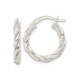 Sterling Silver Twisted Rope Hoop Earrings with Polished and Textured Braided Design