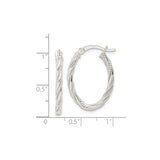 Sterling Silver Twisted Hoop Earrings with Polished Rope Texture, Medium Oval Design