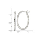 Sterling Silver Oval Hoop Earrings with Diamond Cut Braided Pattern and Latch Back Closure