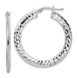 Sterling Silver Hoop Earrings with Diamond Cut Texture and Latch Back Closure