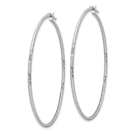 Sterling Silver Hoop Earrings with Textured Woven Pattern, Lightweight Large Statement Hoops