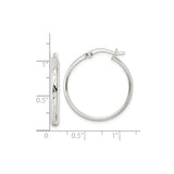 Sterling Silver Hoop Earrings with Diamond Cut Leaf Pattern and Polished Finish
