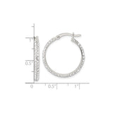 Sterling Silver Hoop Earrings with Double Row Cubic Zirconia, Modern Polished Style for Women