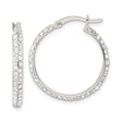 Sterling Silver Hoop Earrings with Double Row Cubic Zirconia, Modern Polished Style for Women