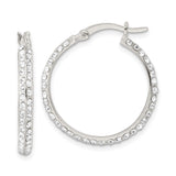 Sterling Silver Hoop Earrings with Double Row Cubic Zirconia, Modern Polished Style for Women