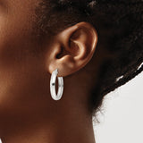 Sterling Silver Hoop Earrings, Classic Polished Round Design, Lightweight Medium Size for Women