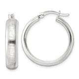 Sterling Silver Hoop Earrings, Greek Key Pattern, Classic Infinity Design for Women