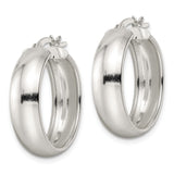 Sterling Silver Hoop Earrings, Polished Round Minimalist Design for Women