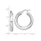 Sterling Silver Hoop Earrings, Polished Flat Edge Tube Design, Latch Back Closure, Lightweight
