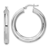Sterling Silver Hoop Earrings, Medium Rounded Tube Design, Snap Back Closure