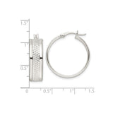 Sterling Silver Hoop Earrings with Polished Finish and Diamond Cut Texture