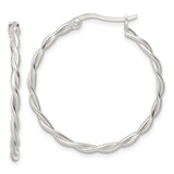 Sterling Silver Twisted Hoop Earrings with Braided Design, Symbolizing Unity and Timeless Style