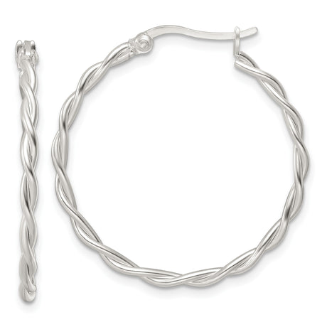 Sterling Silver Twisted Hoop Earrings with Braided Design, Symbolizing Unity and Timeless Style