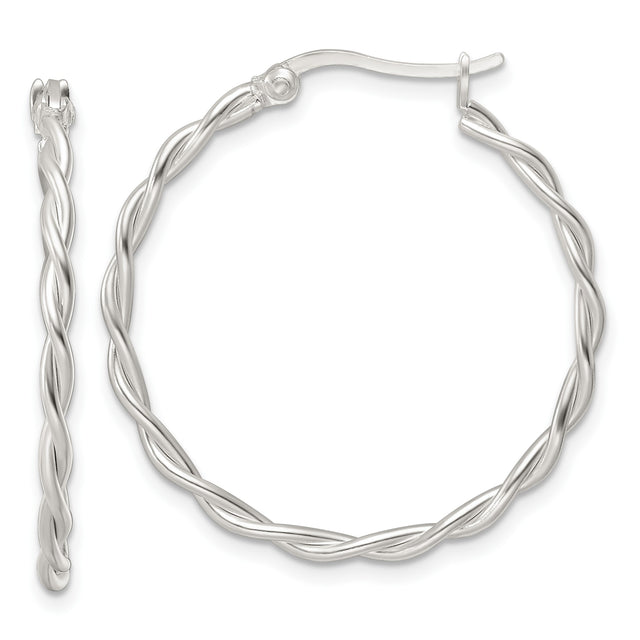 Sterling Silver Twisted Hoop Earrings with Braided Design, Symbolizing Unity and Timeless Style