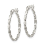 Sterling Silver Twisted Hoop Earrings with Braided Rope Design and Polished Finish