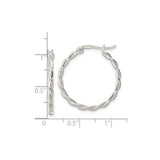Sterling Silver Twisted Hoop Earrings with Braided Rope Design and Polished Finish