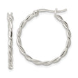 Sterling Silver Twisted Hoop Earrings with Braided Rope Design and Polished Finish