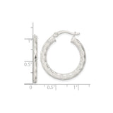 Sterling Silver Hoop Earrings, Hammered Twisted Design with Textured Polished Finish