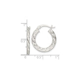 Sterling Silver Twisted Hoop Earrings with Hammered Textured Finish, Lightweight Round Design