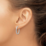 Sterling Silver Hoop Earrings with Beaded Design and Polished Textured Finish