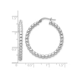 Sterling Silver Beaded Hoop Earrings, Polished Round Minimalist Design for Women