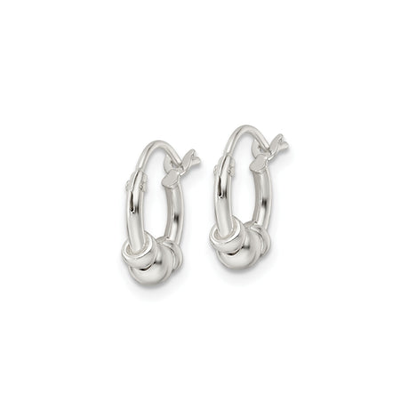 Sterling Silver Hoop Earrings with Polished Bead Accents and Ring Detail