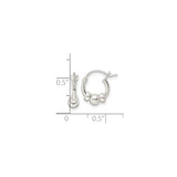 Sterling Silver Hoop Earrings with Polished Bead Accents and Ring Detail