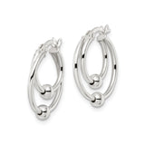 Sterling Silver Hoop Earrings with Double Hoop Design and Polished Ball Accents