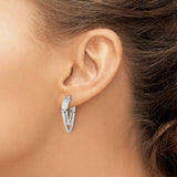 Sterling Silver Triple Hoop Earrings with Layered Oval Design and Polished Finish