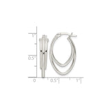 Sterling Silver Triple Hoop Earrings with Layered Oval Design and Polished Finish