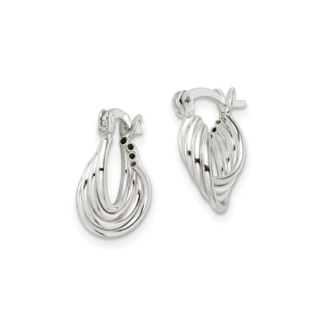 Sterling Silver Twisted Hoop Earrings with Layered Chunky Triple-Hoop Design for Women