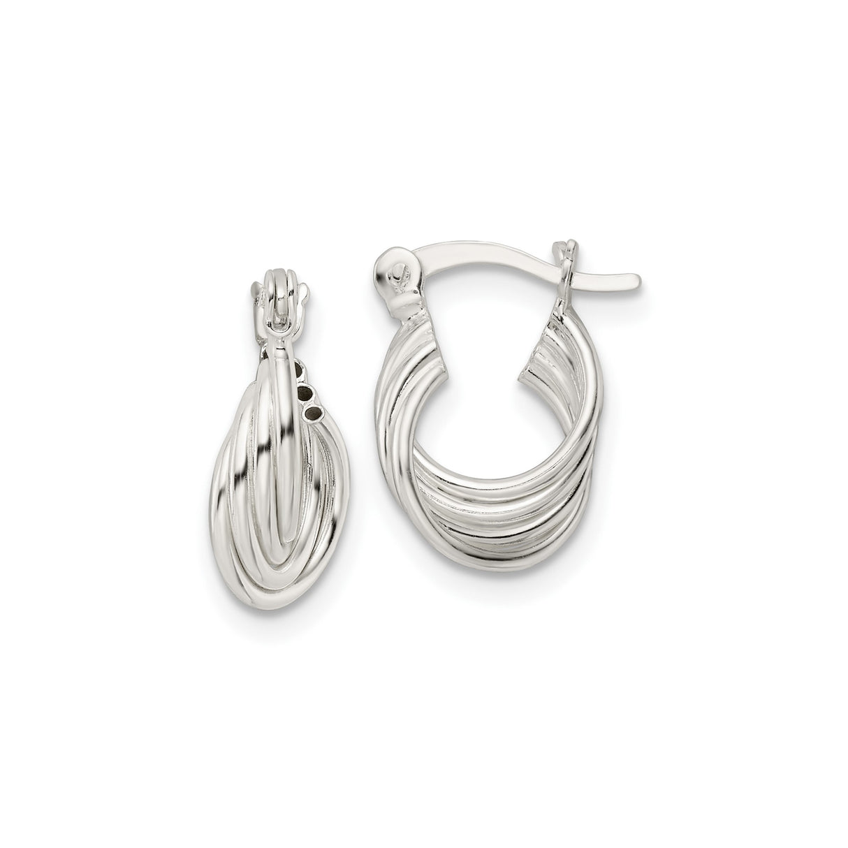 Sterling Silver Twisted Hoop Earrings with Layered Chunky Triple-Hoop Design for Women