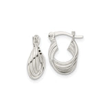 Sterling Silver Twisted Hoop Earrings with Layered Chunky Triple-Hoop Design for Women