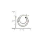 Sterling Silver Hoop Earrings with Textured Beaded Edge and Polished Finish