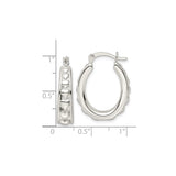 Sterling Silver Heart Hoop Earrings with Vertical Raised Heart Design for Women