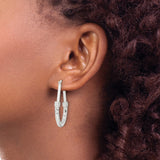 Sterling Silver Textured Hoop Earrings with Diamond Cut Finish and Twisted Rope Design