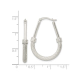 Sterling Silver Teardrop Hoop Earrings with Woven Rope Texture and Polished Accents