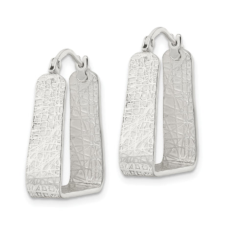Sterling Silver Triangle Dangle Earrings with Textured Scratched Finish, Modern Minimalist Design