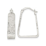 Sterling Silver Triangle Dangle Earrings with Textured Scratched Finish, Modern Minimalist Design