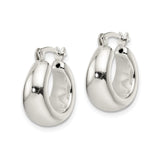 Sterling Silver Hoop Earrings, Smooth Polished Rounded Design, Lightweight Minimalist Style
