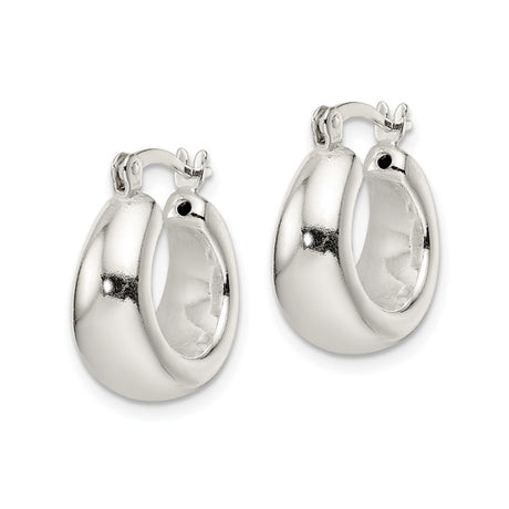 Sterling Silver Hoop Earrings, Smooth Polished Rounded Design, Lightweight Minimalist Style