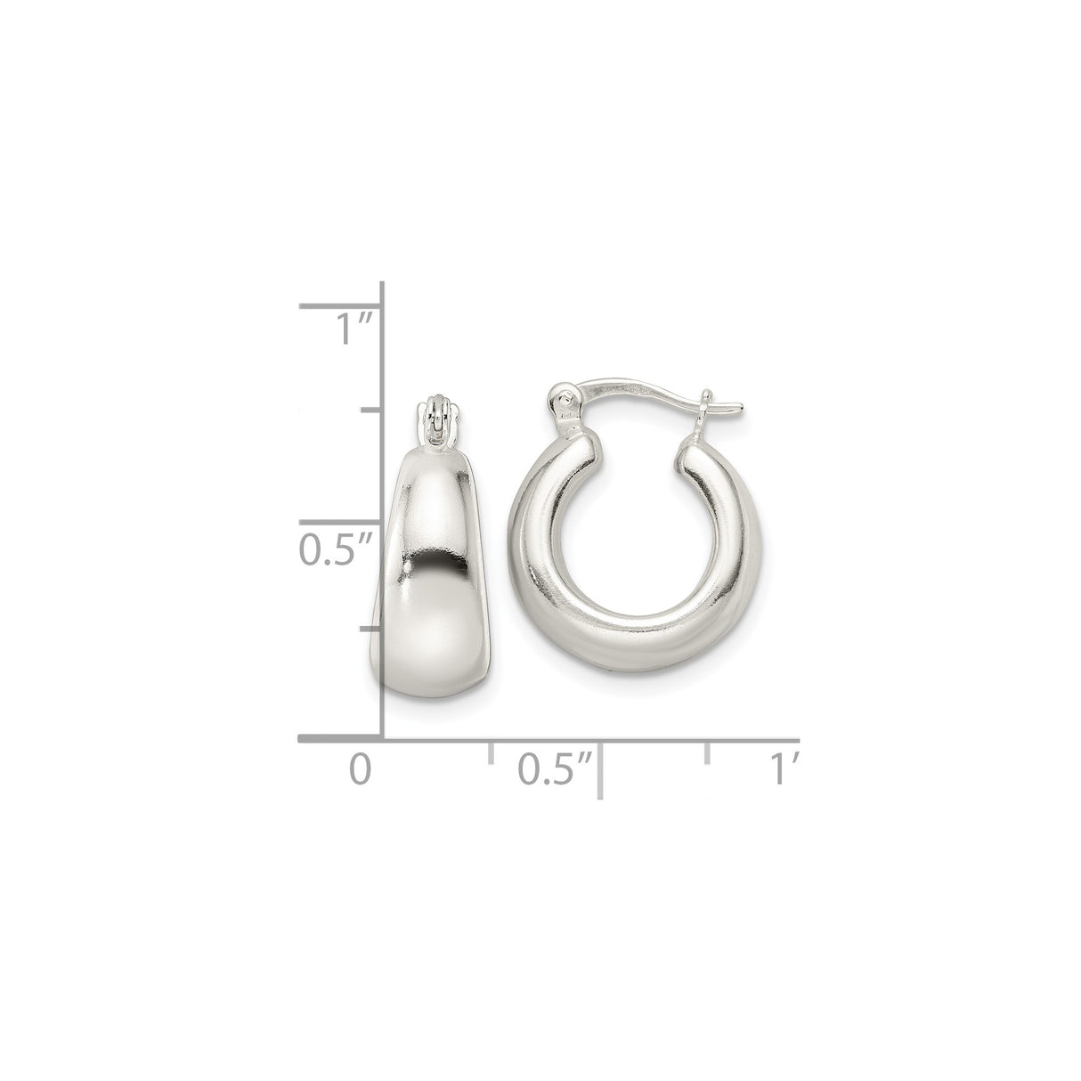 Sterling Silver Hoop Earrings, Smooth Polished Rounded Design, Lightweight Minimalist Style