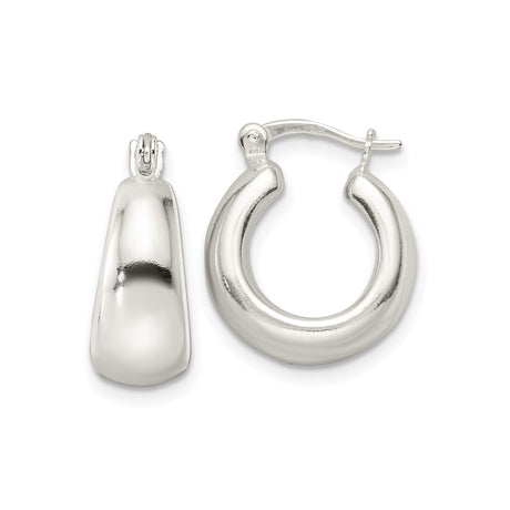 Sterling Silver Hoop Earrings, Smooth Polished Rounded Design, Lightweight Minimalist Style